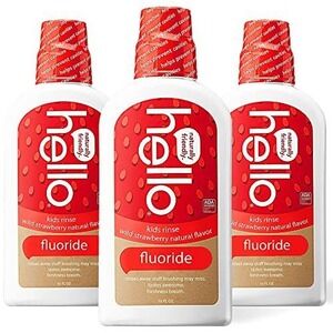 Hello Kids Wild Strawberry Mouthwash-Anticavity,  Alcohol-Free-16oz Pack of 3